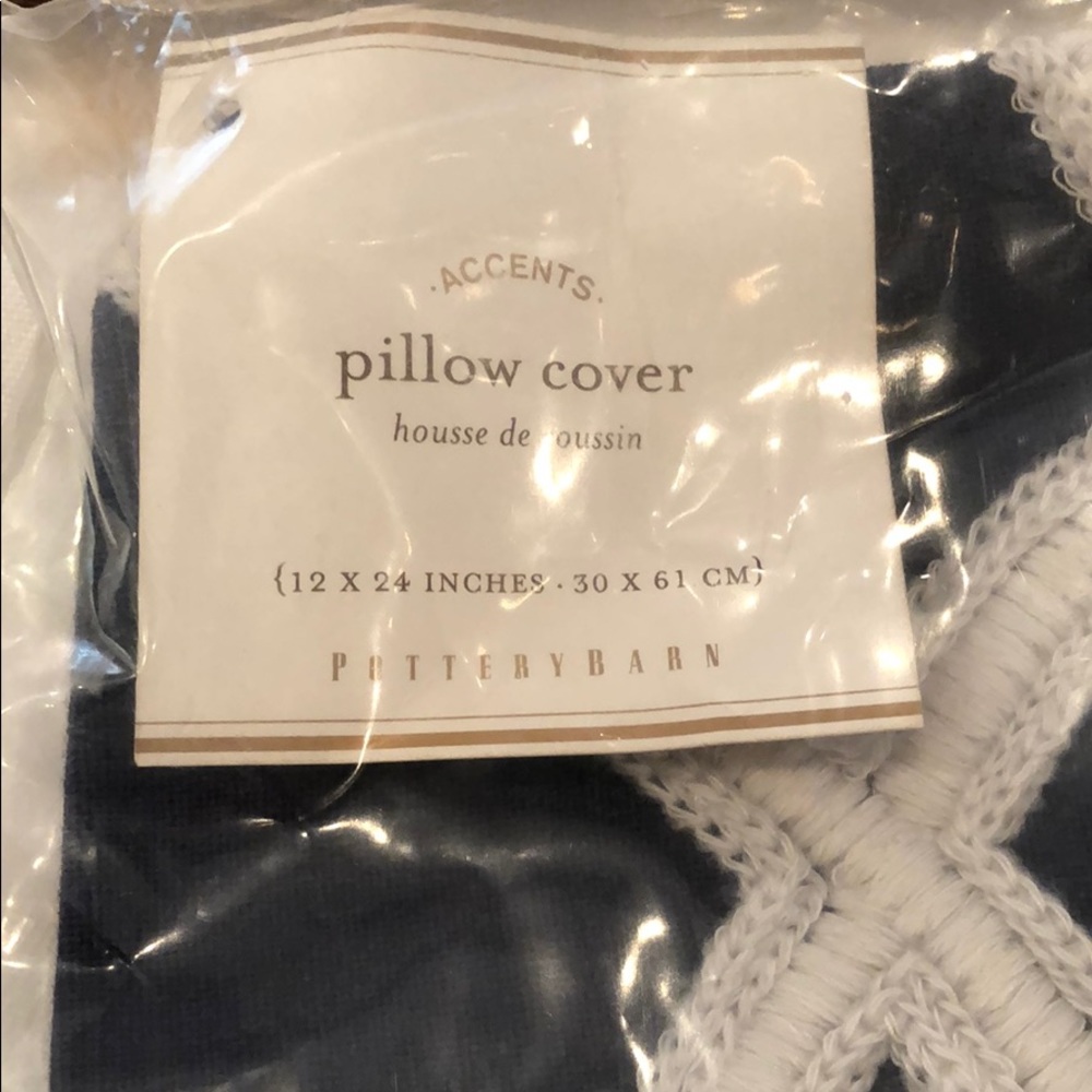 NWT Pottery Barn Pillow Cover. 12 X 24.